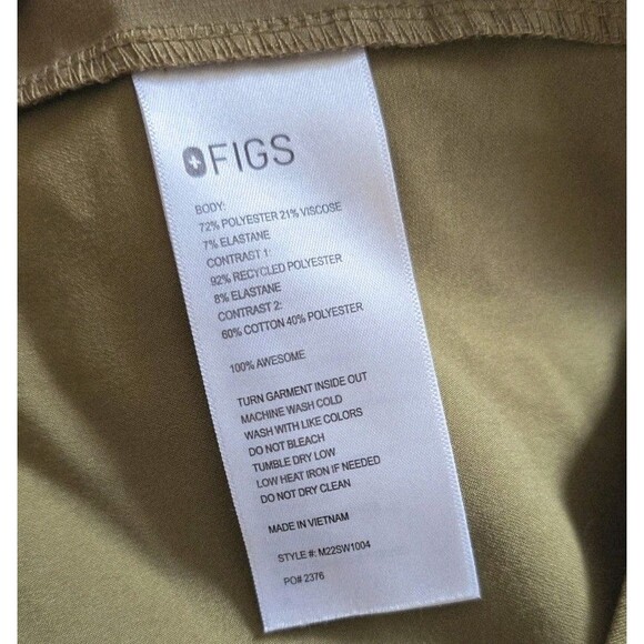 Figs Technical Collection Mens Green Olive Scrub Top Size XL M22SW1004 Mock Neck - Picture 6 of 7